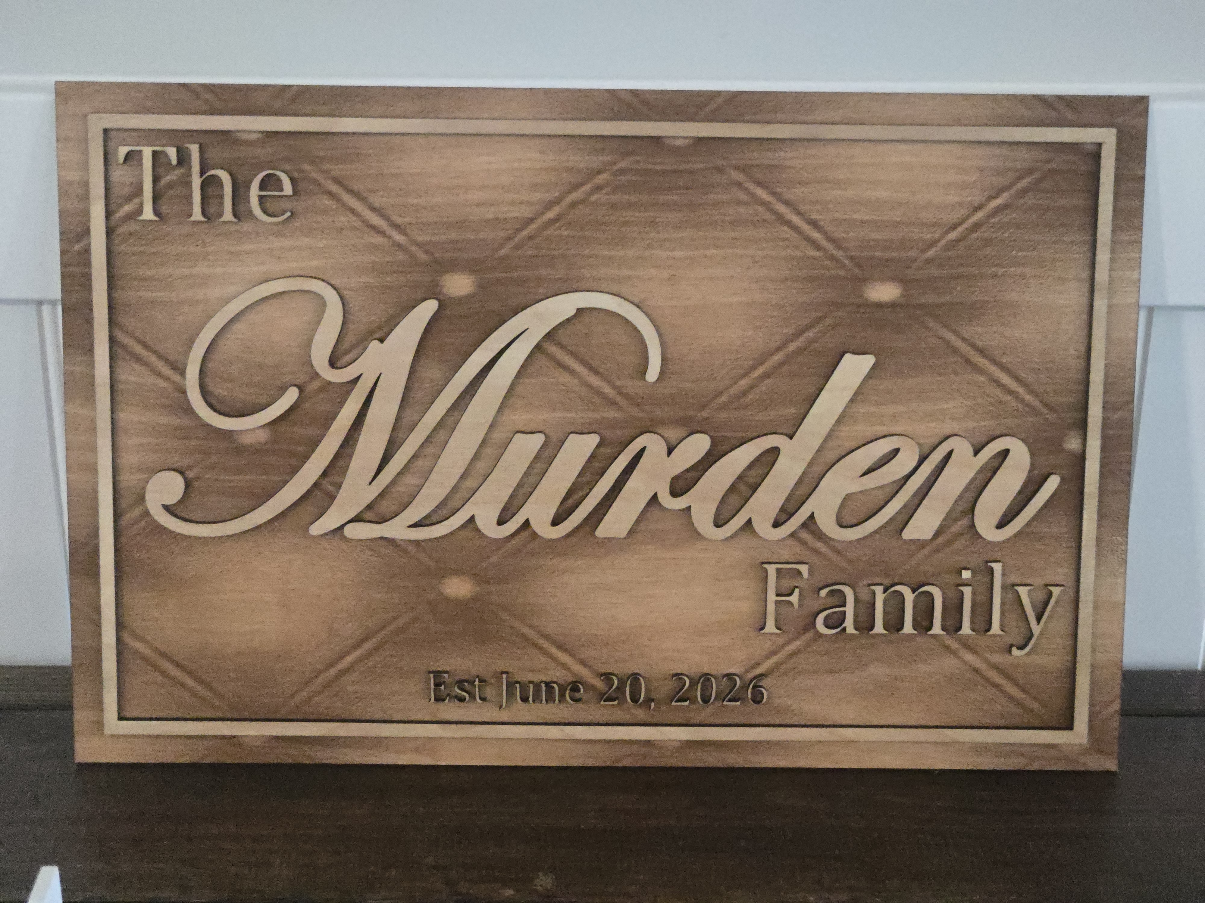 Housewarming family name sign The Murden Family Est June 20, 2026